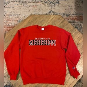Champion Red University of Mississippi Crewneck Sweater